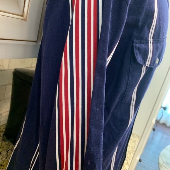 Vintage WRANGLER Striped Blue/Red Button Up Shirt - Picture 9 of 9